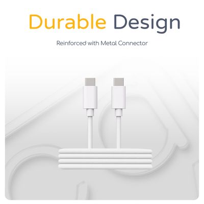 Cazy USB-C naar USB-C Kabel - USB-C Kabel met Snellaadfunctie - geschikt voor Samsung / Samsung Oplaadkabel - 75cm - Wit 