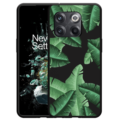 Cazy Hoesje Zwart geschikt voor OnePlus 10T - Palm Leaves