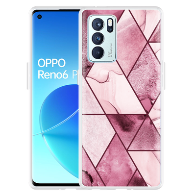 Cazy Hoesje geschikt voor Oppo Reno6 Pro 5G - Roze Marmer Mix
