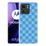 Hoesje geschikt voor Motorola Edge 40 Blauw Dambordpatroon