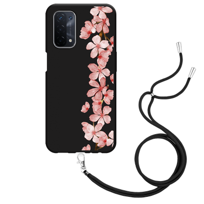 Cazy Hoesje met Koord Zwart geschikt voor Oppo A74 5G - Flower Branch