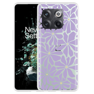 Cazy Hoesje geschikt voor OnePlus 10T Abstracte Paarse Bloemen