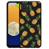 Hoesje Zwart geschikt voor Samsung Galaxy A03 - Ananas