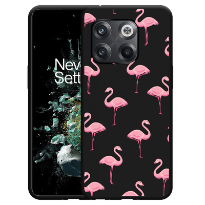 Cazy Hoesje Zwart geschikt voor OnePlus 10T - Flamingo