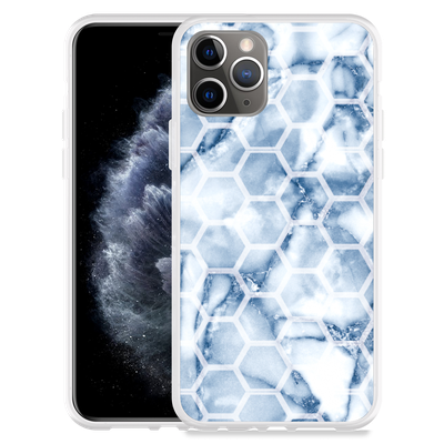 Cazy Hoesje geschikt voor iPhone 11 Pro - Blue Marble Hexagon