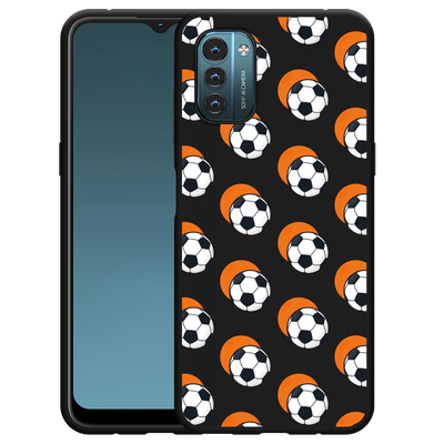 Cazy Hoesje Zwart geschikt voor Nokia G11/G21 - Soccer Ball Orange