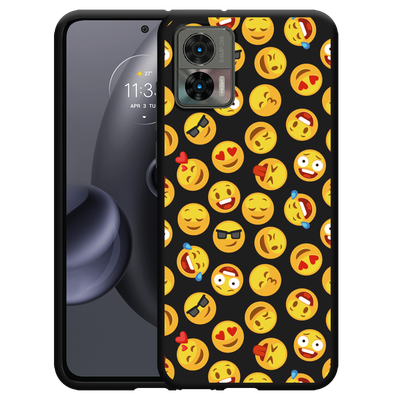 Cazy Hoesje Zwart geschikt voor Motorola Edge 30 Neo - Emoji