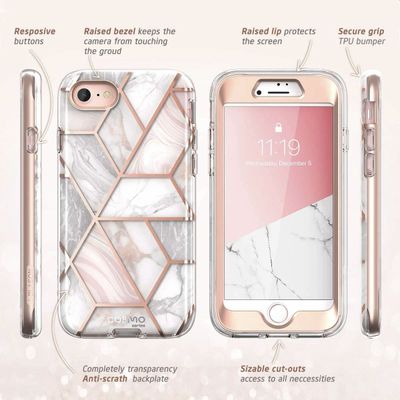 Supcase Cosmo Case geschikt voor Apple iPhone SE 2022/2020 telefoonhoesje - Marmer