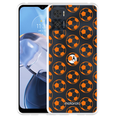 Cazy Hoesje geschikt voor Motorola Moto E22/E22i - Orange Soccer Balls