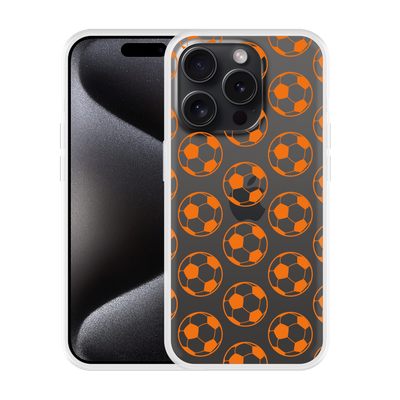 Cazy Hoesje geschikt voor iPhone 15 Pro Max Orange Soccer Balls