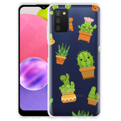 Cazy Hoesje geschikt voor Samsung Galaxy A03s - Happy Cactus