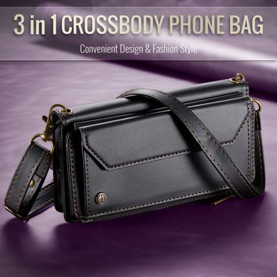 Caseme Case iPhone 16 - Crossbody Wallet Case - Black