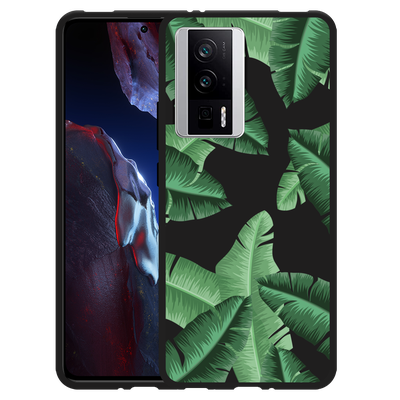 Cazy Hoesje Zwart geschikt voor Poco F5 Pro Palm Leaves