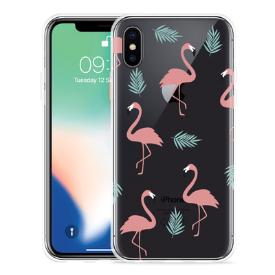 Cazy Hoesje geschikt voor iPhone Xs - Flamingo Pattern