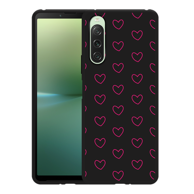 Cazy Hoesje Zwart geschikt voor Sony Xperia 10 V Kleine Hartjes