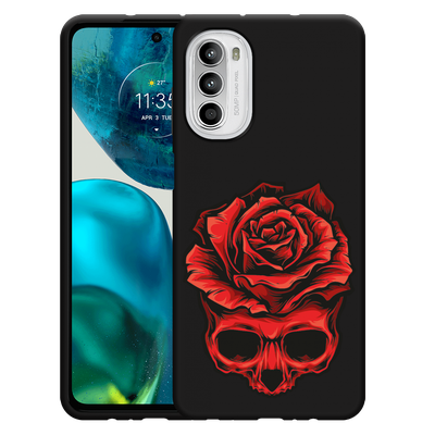 Cazy Hoesje Zwart geschikt voor Motorola Moto G52 - Red Skull