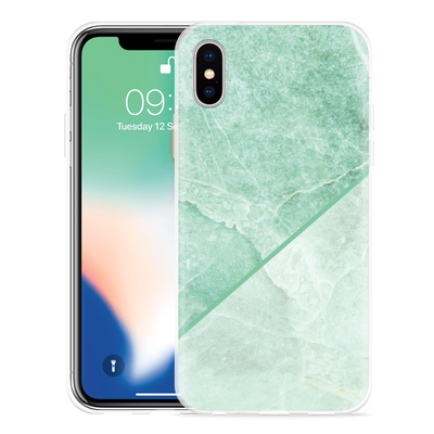 Cazy Hoesje geschikt voor iPhone Xs - Green Marble