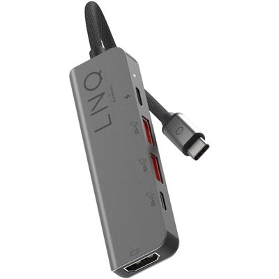 LINQ Connects 5-in-1 Pro USB-C Hub - Grijs + 2M USB-C PD Kabel