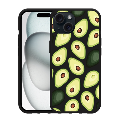 Cazy Hoesje Zwart geschikt voor iphone 15 Avocado's