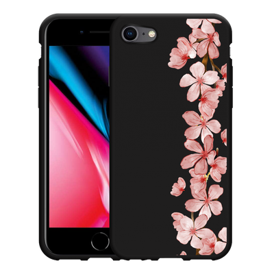 Cazy Hoesje Zwart geschikt voor iPhone SE 2020 - Flower Branch