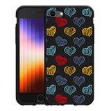 Hoesje Zwart geschikt voor iPhone SE 2022 - Doodle hearts