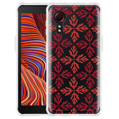 Cazy Hoesje geschikt voor Samsung Galaxy Xcover 5 - Red Leaves Pattern