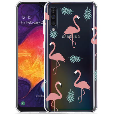 Cazy Hoesje geschikt voor Samsung Galaxy A50 - Flamingo Pattern