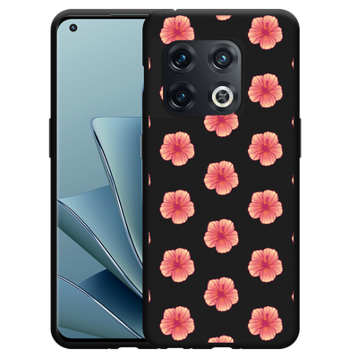 Cazy Hoesje Zwart geschikt voor OnePlus 10 Pro - Hawaiiaanse Bloem II