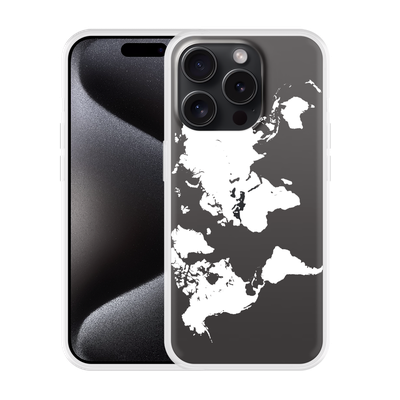 Cazy Hoesje geschikt voor iPhone 15 Pro Max World Map