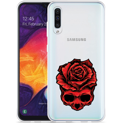 Cazy Hoesje geschikt voor Samsung Galaxy A50 - Red Skull