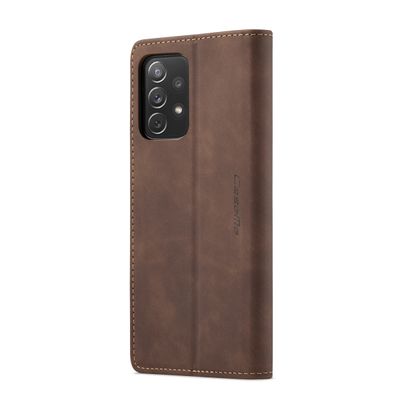 Caseme Hoesje geschikt voor Samsung Galaxy A73 - Retro Wallet Case - Coffee