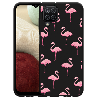 Cazy Hoesje Zwart geschikt voor Samsung Galaxy A12 - Flamingo
