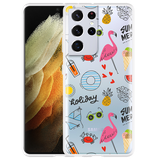 Hoesje geschikt voor Samsung Galaxy S21 Ultra - Summer Flamingo
