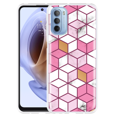 Cazy Hoesje geschikt voor Motorola Moto G41 - Pink White Marble