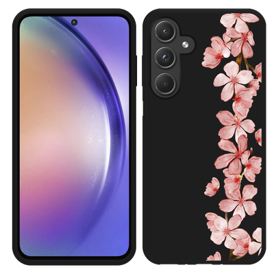 Cazy Hoesje Zwart geschikt voor Samsung Galaxy A55 Flower Branch