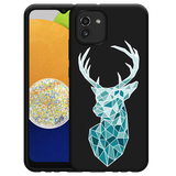 Hoesje Zwart geschikt voor Samsung Galaxy A03 - Art Deco Deer