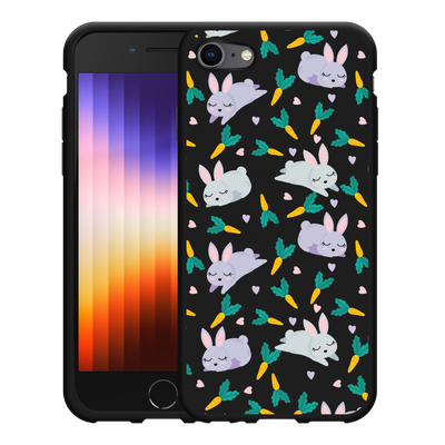 Cazy Hoesje Zwart geschikt voor iPhone SE 2022 - Funny Rabbit
