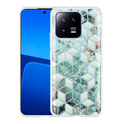 Cazy Hoesje geschikt voor Xiaomi 13 Groen Hexagon Marmer