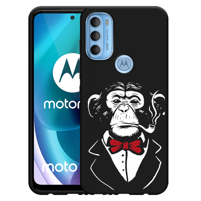 Cazy Hoesje Zwart geschikt voor Motorola Moto G71 - Smoking Chimp