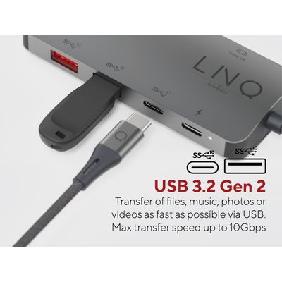 LINQ Connects 8-in-1 Pro USB-C Multiport Hub (8K) - Grijs