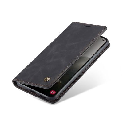 Caseme Hoesje geschikt voor Samsung Galaxy A34 - Retro Wallet Case - Zwart