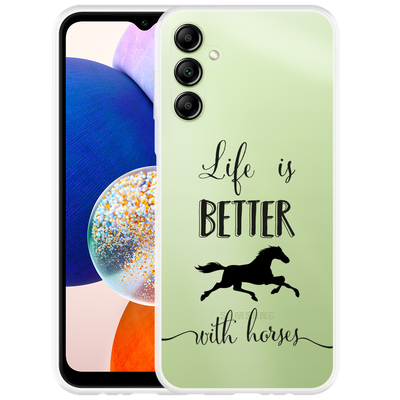 Cazy Hoesje geschikt voor Samsung Galaxy A14 4G/5G Life is Better with Horses