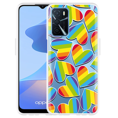 Cazy Hoesje geschikt voor Oppo A54s - Regenboog Hartjes