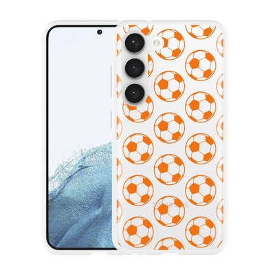 Cazy Hoesje geschikt voor Samsung Galaxy S23 Orange Soccer Balls