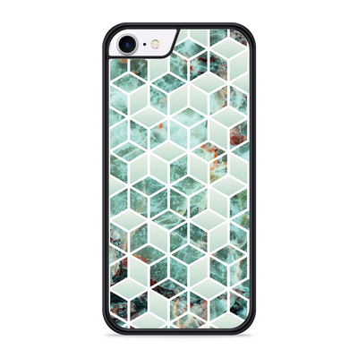 Cazy Hardcase hoesje geschikt voor iPhone 8 - Groen Hexagon Marmer