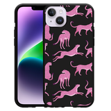 Hoesje Zwart geschikt voor iPhone 14 Plus - Roze Cheeta's
