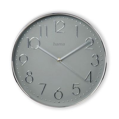Hama Elegance Wandklok - Moderne klok - 30cm diameter - Zilver