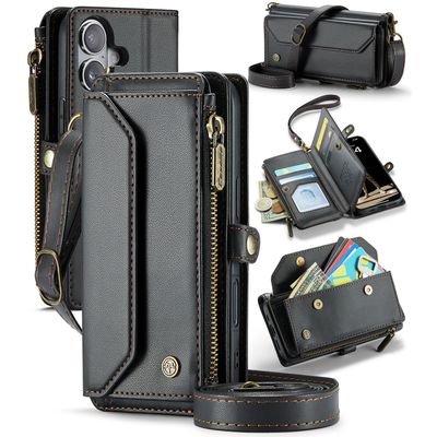 Caseme Case iPhone 16 - Crossbody Wallet Case - Black