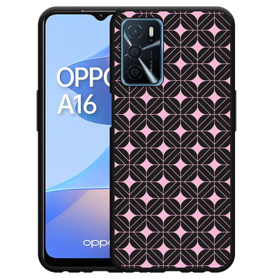 Cazy Hoesje Zwart geschikt voor Oppo A16/A16s - Geometrisch Pink