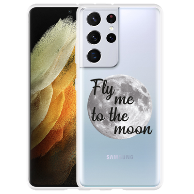 Cazy Hoesje geschikt voor Samsung Galaxy S21 Ultra - Fly Me To The Moon